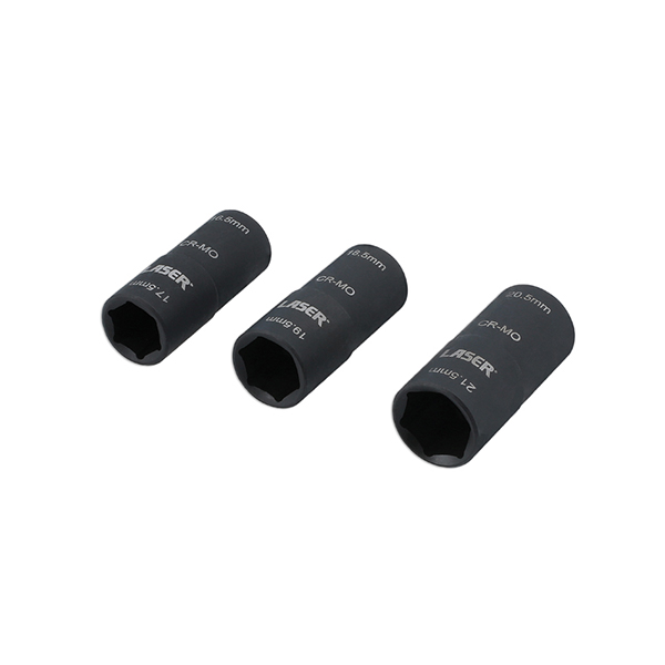 Laser 8214 Double Ended Damaged Wheel Nut Socket Set 3pc