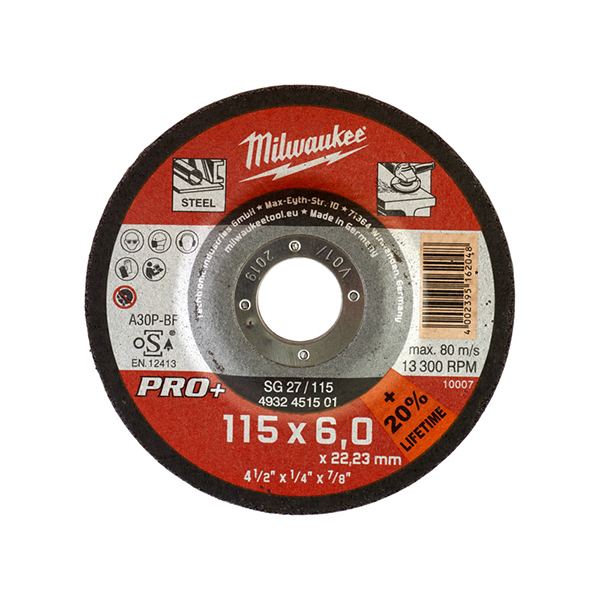 Milwaukee Metal Grinding Disc PRO+ (SG27 / 115mm X 6mm) - 1pc (multiples of 25)