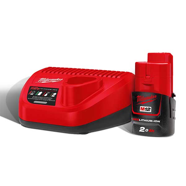 Milwaukee M12 2.0 Ah REDLITHIUM Battery and Charger Kit M12NRG-201