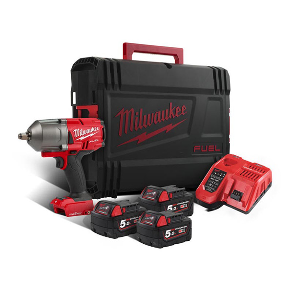 Milwaukee M18 ONE-KEY Fuel high Torque 1/2" Impact Wrench with THREE Batteries