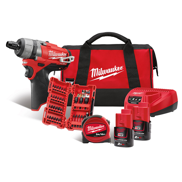 Milwaukee M12 Fuel Screwdriver Kit with 33 Piece Shockwave Bit Set and