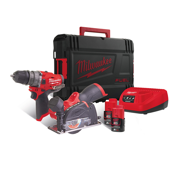 Milwaukee M12 Fuel Combi Drill With Removable Chuck And Cut Off Saw Twinpack
