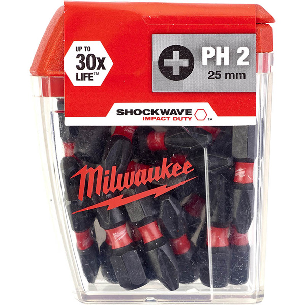 Milwaukee ShockWave Tic Tac Bit Box PH2 25mm - 25pc