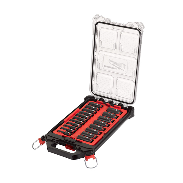 Milwaukee 19 Piece 3/8 Deep Impact Shockwave Socket Set with Packout Case