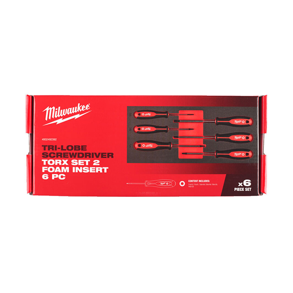 Milwaukee 6 Piece Torx Tri-Lobe Screwdriver Foam Insert Set (4932492392)