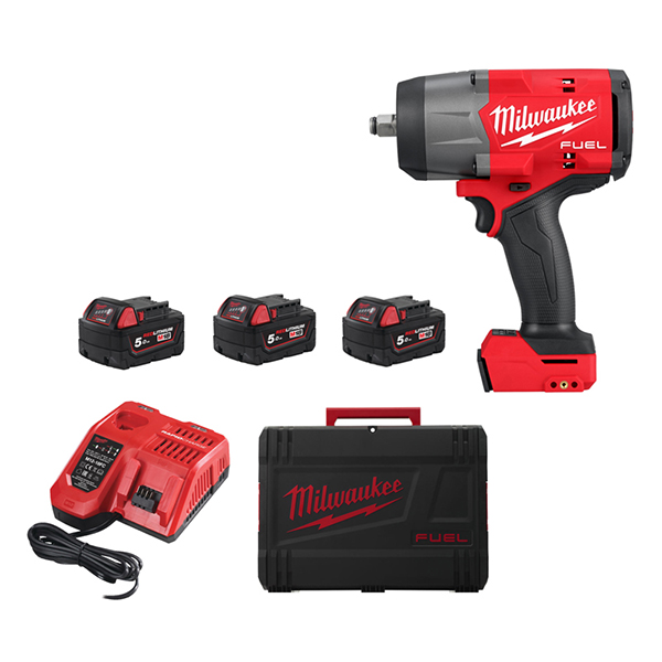 Milwaukee M18 FUEL High-Torque Impact Wrench 1/2 Friction Ring 3 x 5amp batts