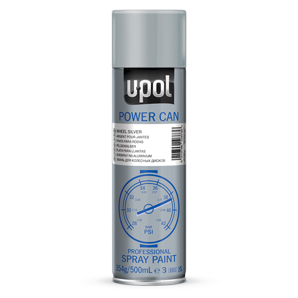 U-POL Power Can Wheel Silver Aerosol 500ml