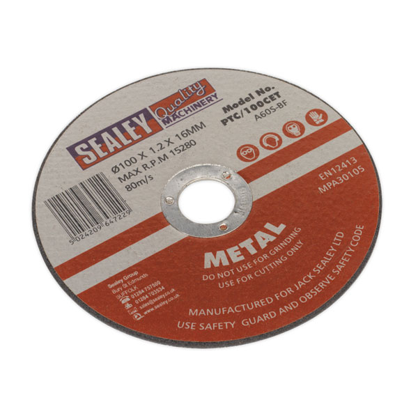 Sealey PTC/100CET Cutting Disc ?100 x 1.2mm 16mm Bore