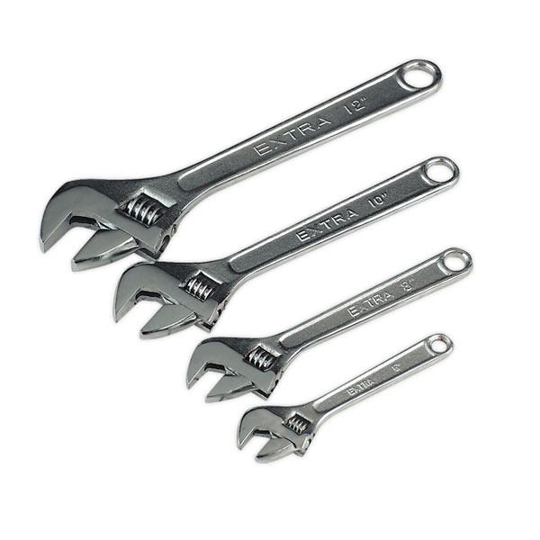 Siegen S0449 Adjustable Wrench Set 4pc 150, 200, 250 & 300mm