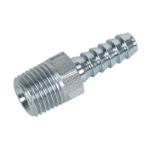 Sealey AC08 Screwed Tailpiece Male 1/4"BSPT - 1/4" Hose Pack of 5