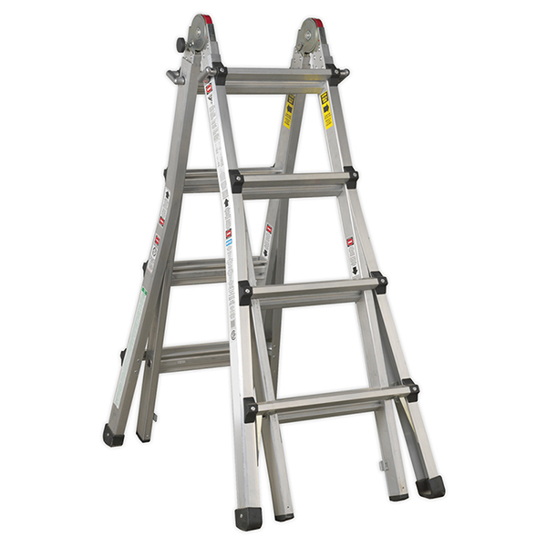Sealey AFPL3 Aluminium Telescopic Ladder 4-Way EN 131 Adjustable Height