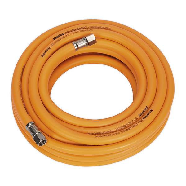 Sealey Air Hose 10mtr x 8mm Hybrid High Visibility with 1/4"BSP Unions