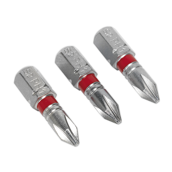 Sealey AK210501 Power Tool Bit Phillips #1 Colour-Coded S2 25mm Pack of 3