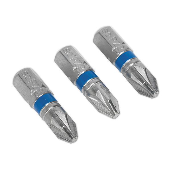 AK210505 Power Tool Bit Pozi #2 Colour-Coded S2 25mm Pack of 3