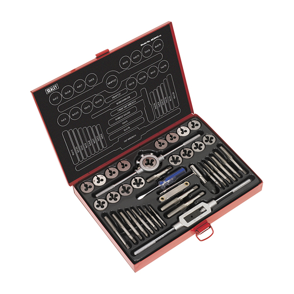 Sealey AK3040 Metric Tap & Die Set Split Dies 40pc