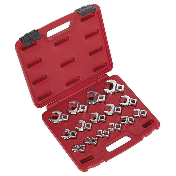 AK59891 Crow's Foot Open End Spanner Set 15pc 3/8"Sq Drive Metric