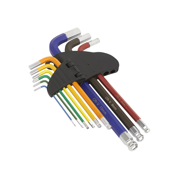 Sealey AK7190 Ball-End Hex Key Set 9pc Colour-Coded Long Metric