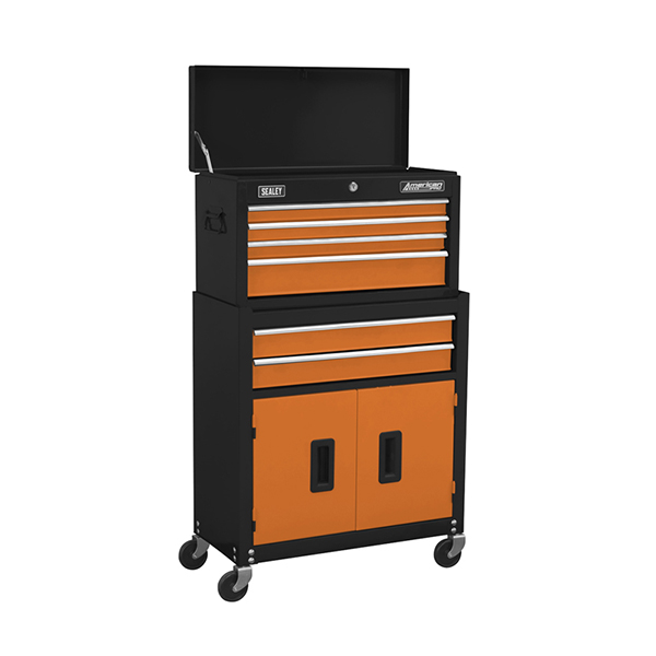 Sealey Sealey AP22O Topchest & Rollcab Combo 6 Drawer with Ball-Bearing Slides - Orange