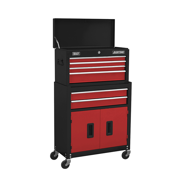 Sealey Sealey AP22R Topchest & Rollcab Combo 6 Drawer with Ball-Bearing Slides - Red