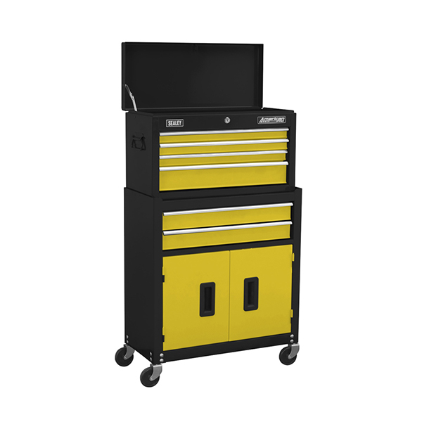 Sealey AP22Y Topchest & Rollcab Combo 6 Drawer with Ball-Bearing Slides -Yellow