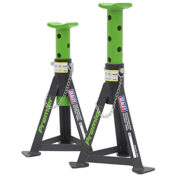 AS3G Axle Stands (Pair) 3 Tonne Capacity per Stand - Green