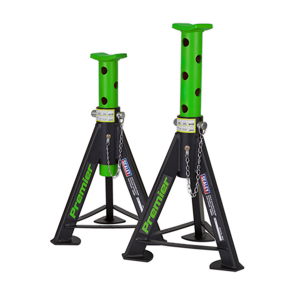 AS6G Axle Stands (Pair) 6 Tonne Capacity per Stand - Green