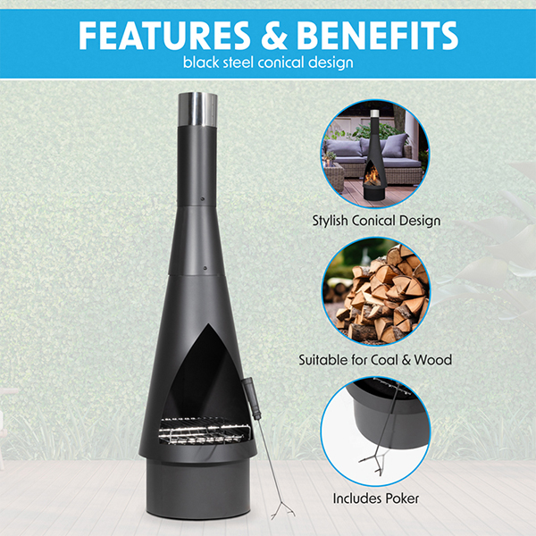 Sealey Dellonda Outdoor Chiminear - Black Steel