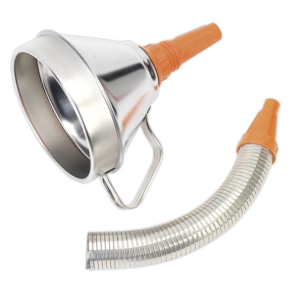 Sealey FM16F Funnel Metal with Flexible Spout & Filter 160mm