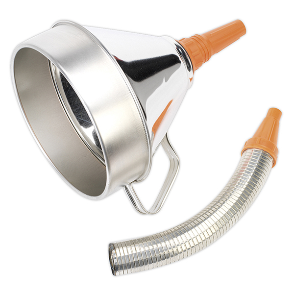 Sealey FM20F Funnel Metal with Flexible Spout & Filter 200mm