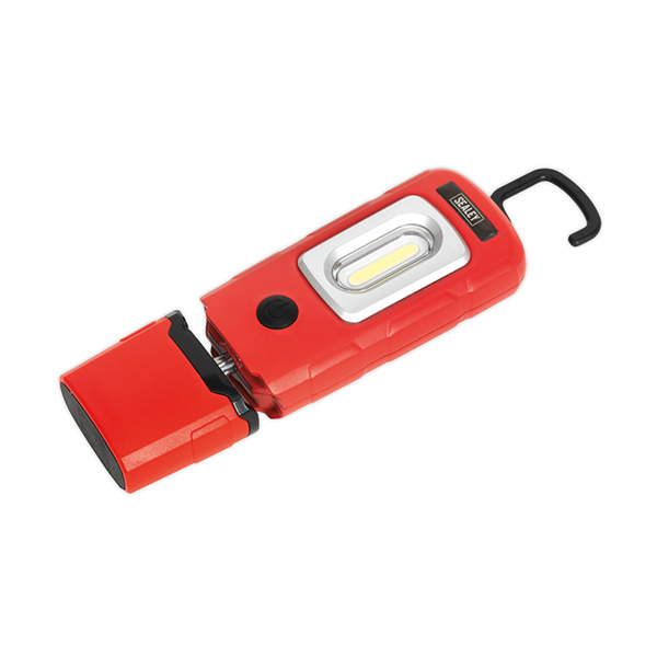 Sealey LED3601R Rechargeable 360° Inspection Light 3W COB & 1W SMD LED Red Lithium-Pol