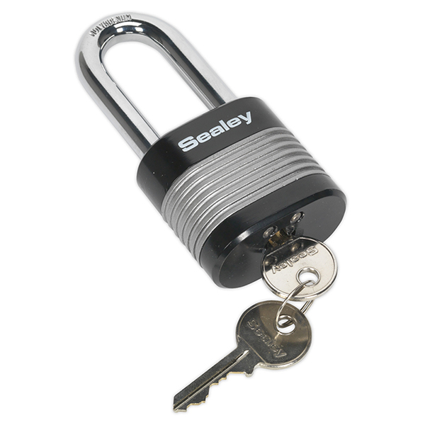 Sealey PL402L Zinc Coated Steel Body Padlock Long Shackle 50mm