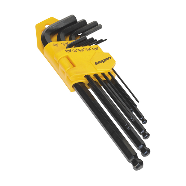 Siegen S01098 Ball-End Hex Key Set 9pc Long Imperial