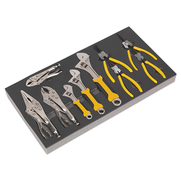Siegen S01130 Tool Tray with Adjustable Wrench & Pliers Set 10pc