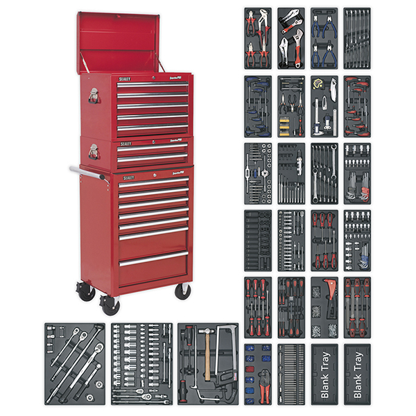Sealey SPTCOMBO1 Tool Chest Combination 14 Drawer with Ball Bearing Slides - Red & 1179