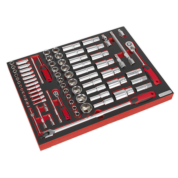 Sealey TBTP01 Tool Tray with Socket Set 79pc 1/4" & 1/2"Sq Drive