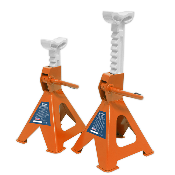 Sealey Axle Stands (Pair) 2tonne Capacity per Stand Ratchet Type - Orange