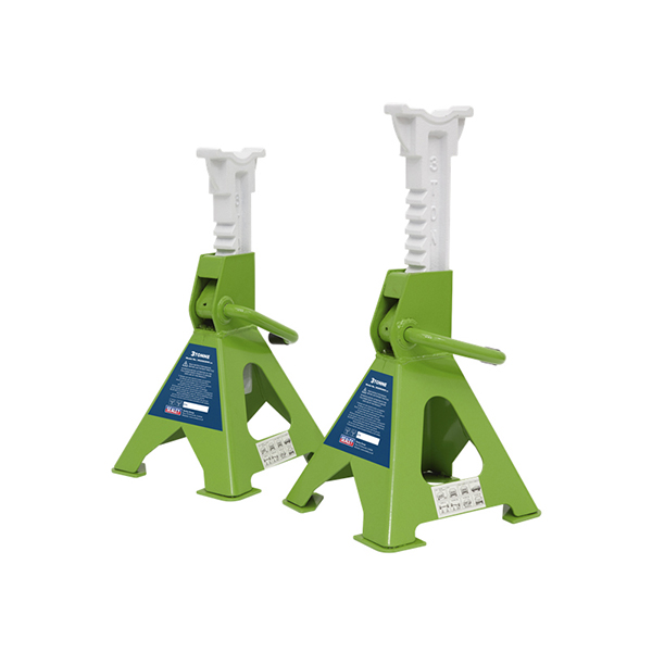 Sealey VS2003HV Axle Stands (Pair) 3tonne per Stand Ratchet Type Hi-Vis Green
