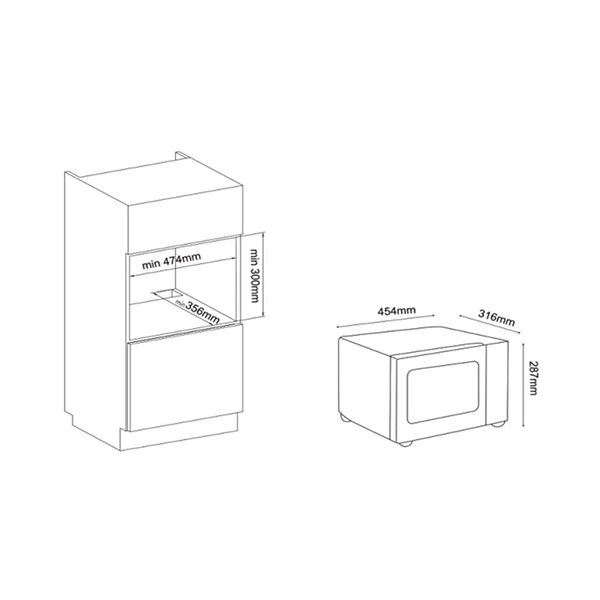 AG Flatbed Microwave in Silver Without Rotating Plate (230V, 700W, 20L)