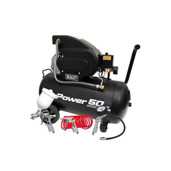 Sealey Sealey 50L SAC5020APK Direct Drive Air Compressor 2hp with 4pc Air Accessory Kit