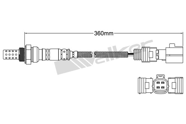 Walker Lambda Sensor 250-24420     250-24420 Zirconia 360mm 4-wire